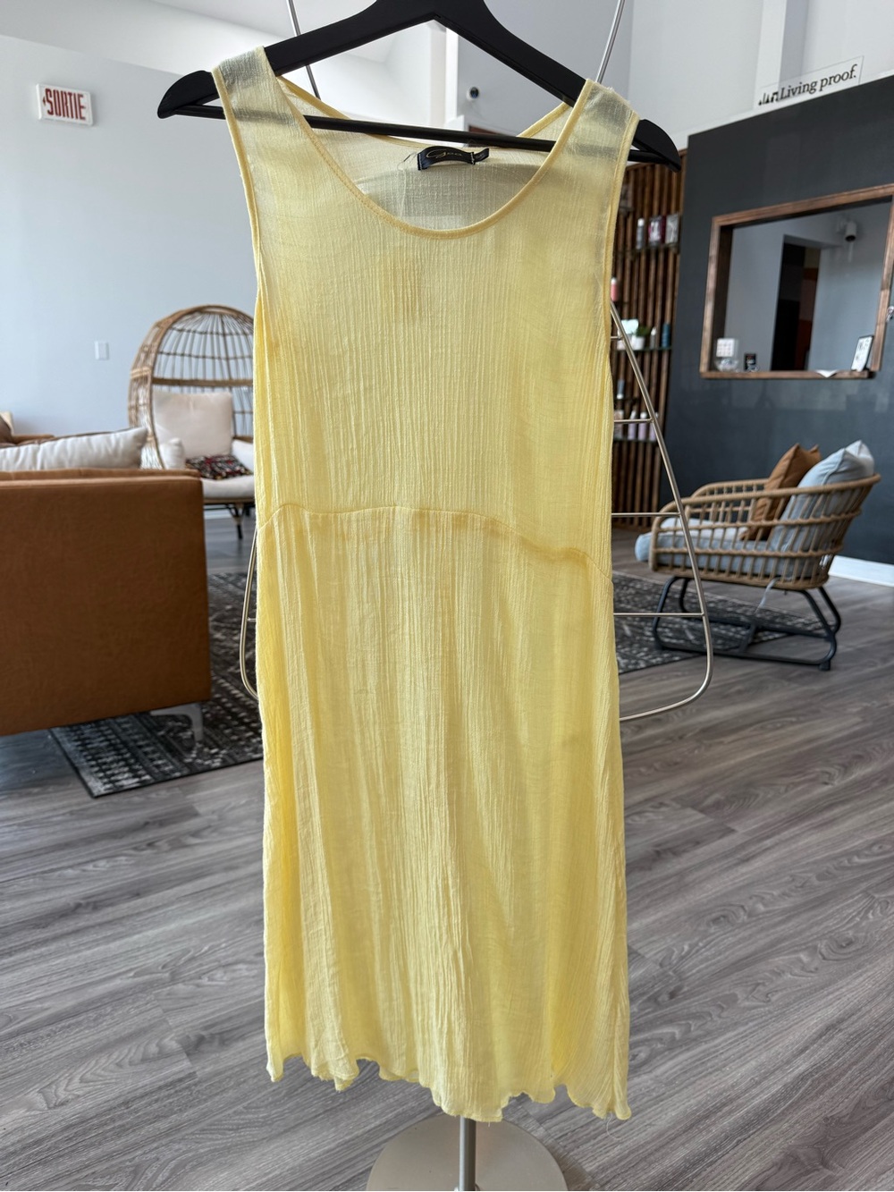 Vintage yellow linen slip dress